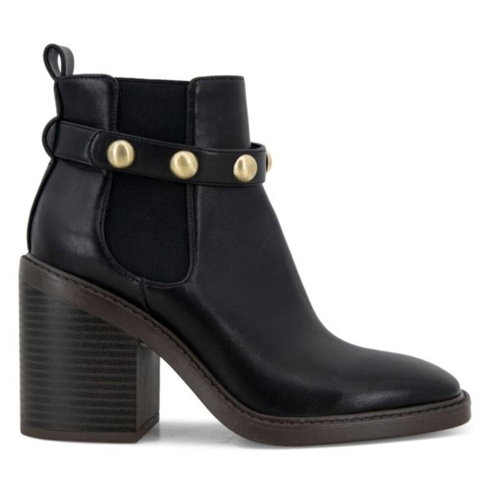 Kensie Karmela Womens Black Studded Stacked Heel Square Toe Bootie Size 7.5 NWOB